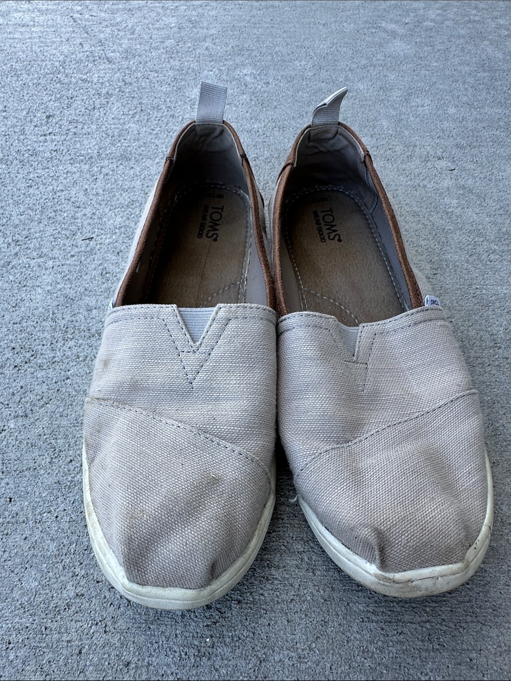 TOMS Slip-On Canvas Shoes in Beige and Brown